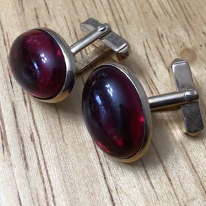 SWANK cuff links with red inset
